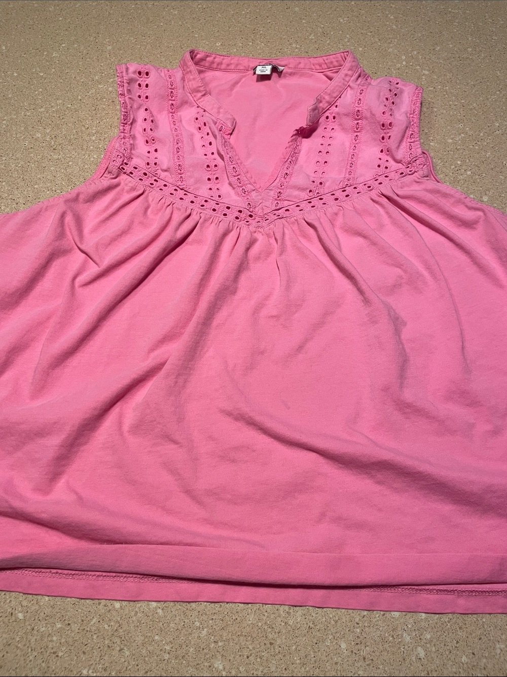 J. Crew Pink Eyelet V-Neck Sleeveless Tank